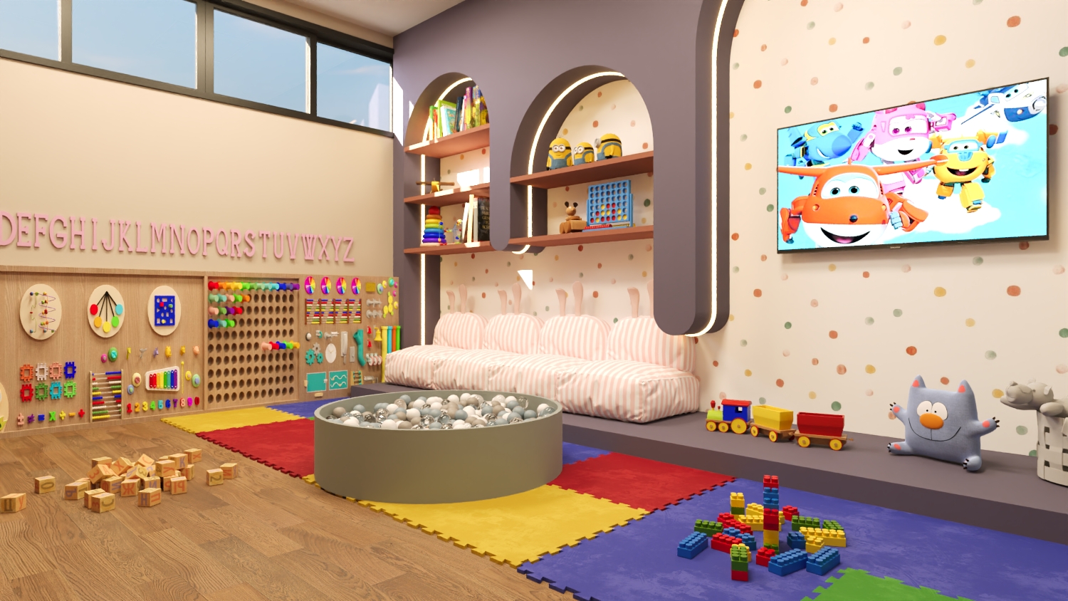 Perspectiva 3D do espaço kids do El Shaday